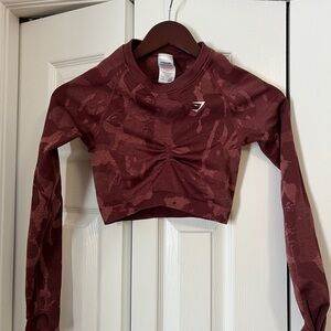 Gymshark Burgundy Long Sleeve Crop Top